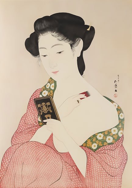 化粧の女(ガラス額装)