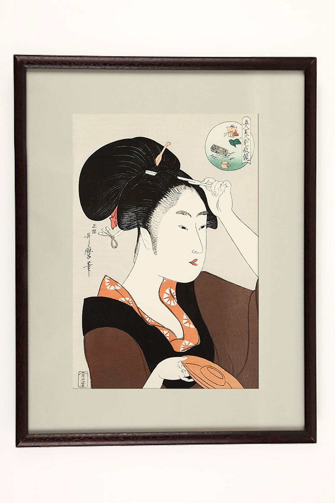 浮世絵版画 歌麿 五人美人愛敬競 八ツ山 わしや - 美術品